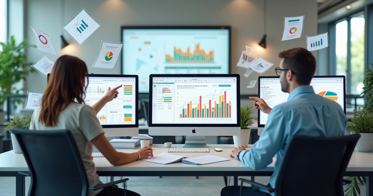 Documentos digitais organizados em computador de escritório 