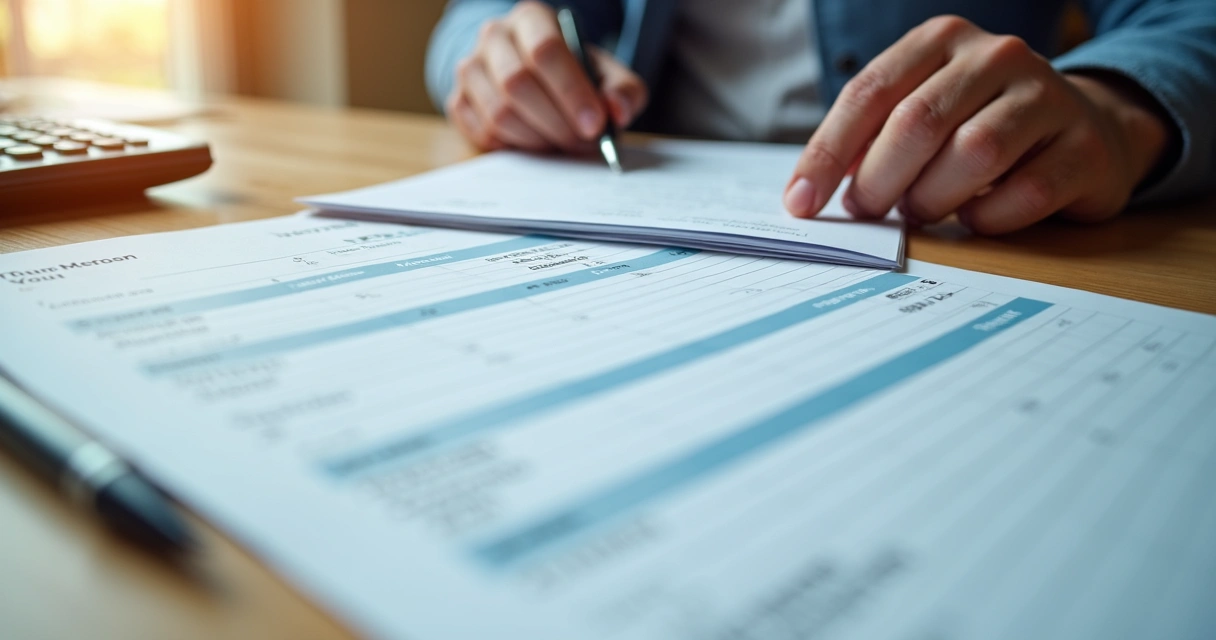 Documentos de direitos creditórios sobre mesa de madeira 