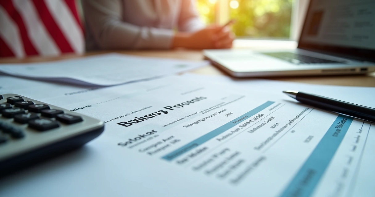 Tax ID nos EUA: Guia para Brasileiros Abrirem Empresa 3 Documentos empresariais e materiais de contabilidade em mesa nos EUA