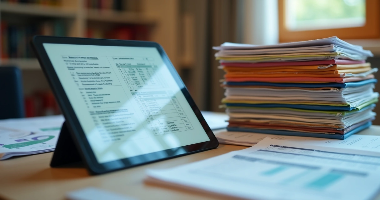 Documentos empresariais organizados em pastas e digitalizados 