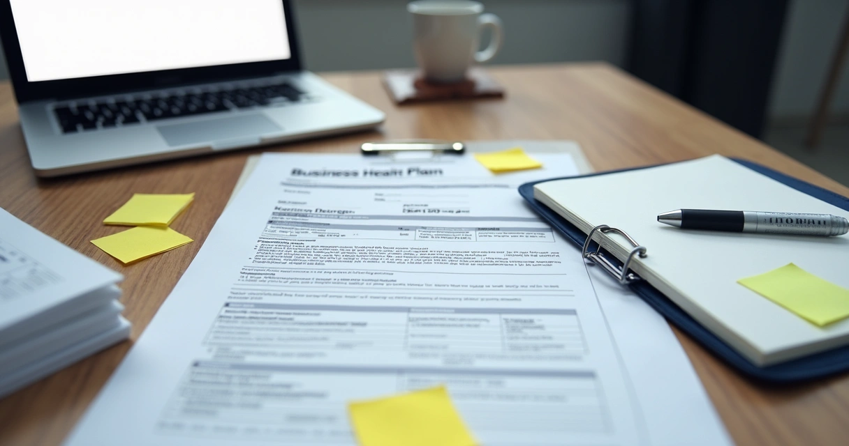 Mesa com pilha de documentos e computador para conferência de papéis de empresa 