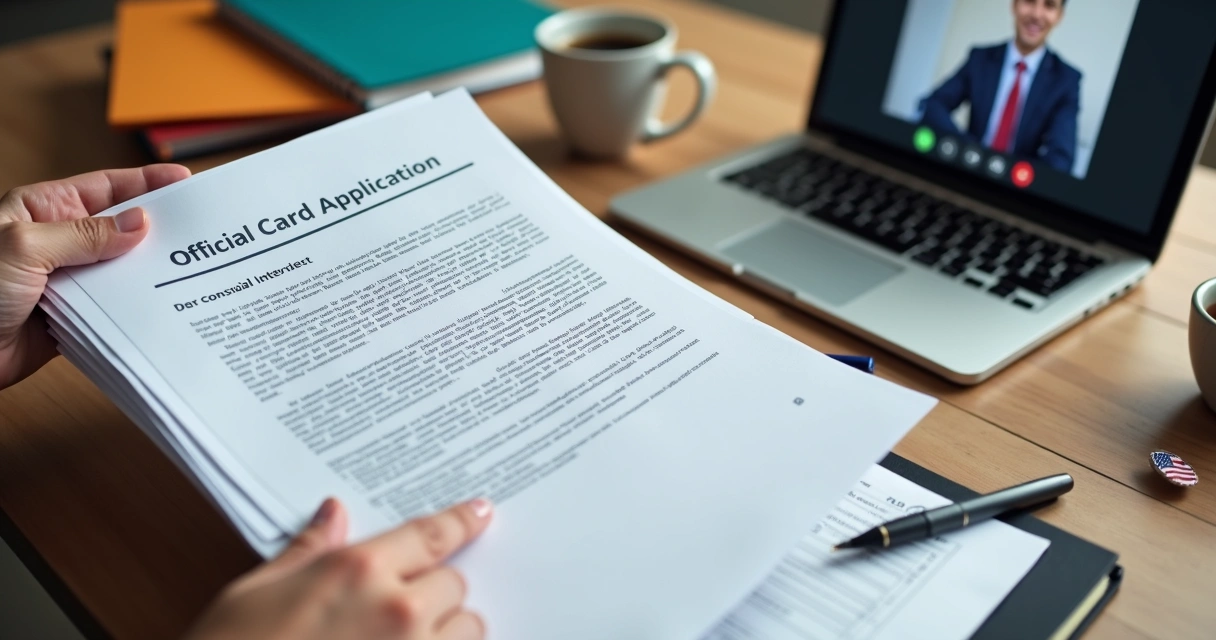 Pessoa segurando documentos e formulário para entrevista de green card 