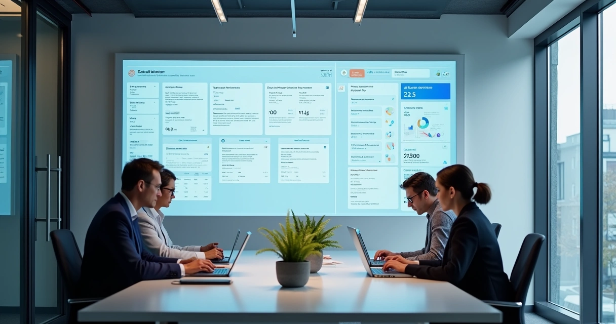 Dashboard financeiro com documentos e dados organizados