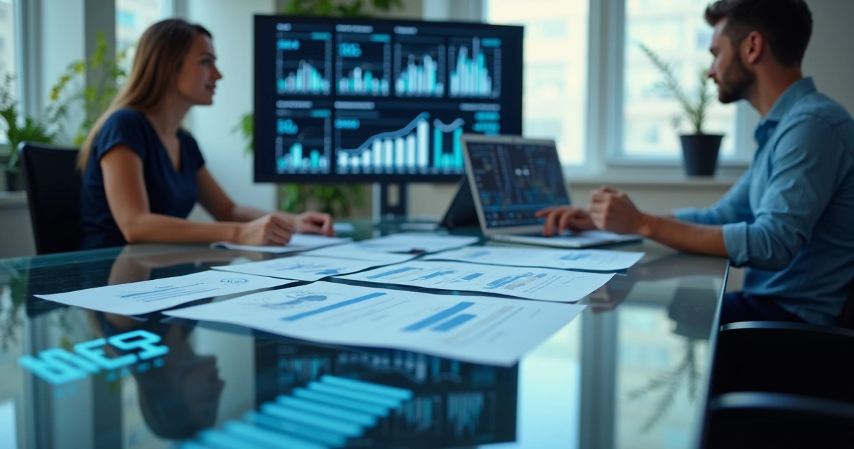 Equipe analisando documentos fiscais em escritório moderno 