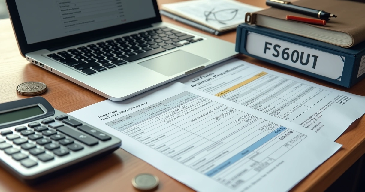 Documentos fiscais e notebook em mesa de escritório 