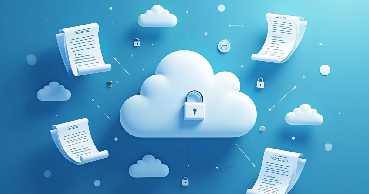 Documentos fiscais organizados em nuvem digital 