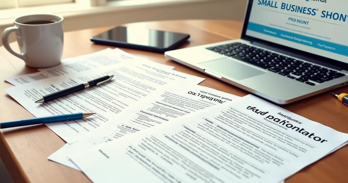 Mesa com documentos para abrir MEI e computador 