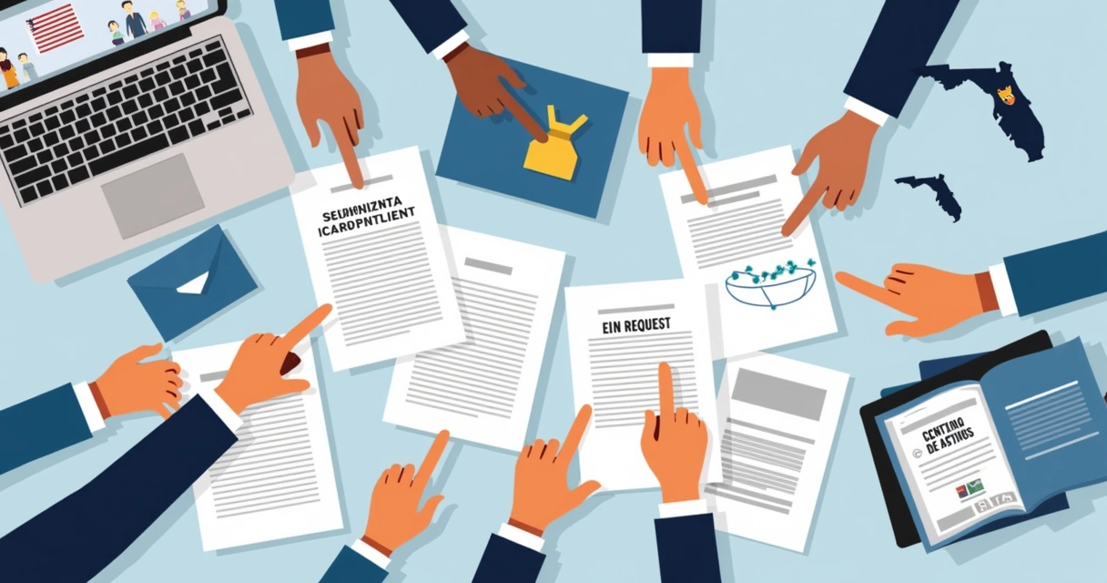 Documents for opening a family holding on an organized table 