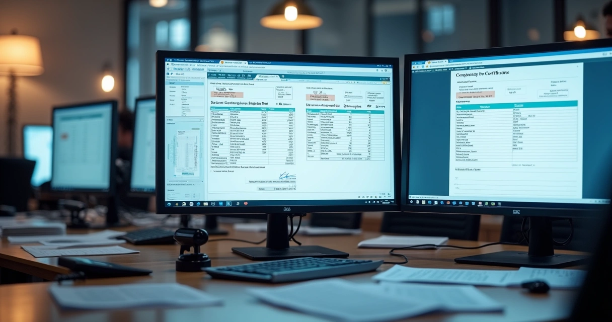 Documentos de importação e exportação sendo processados automaticamente por computadores 