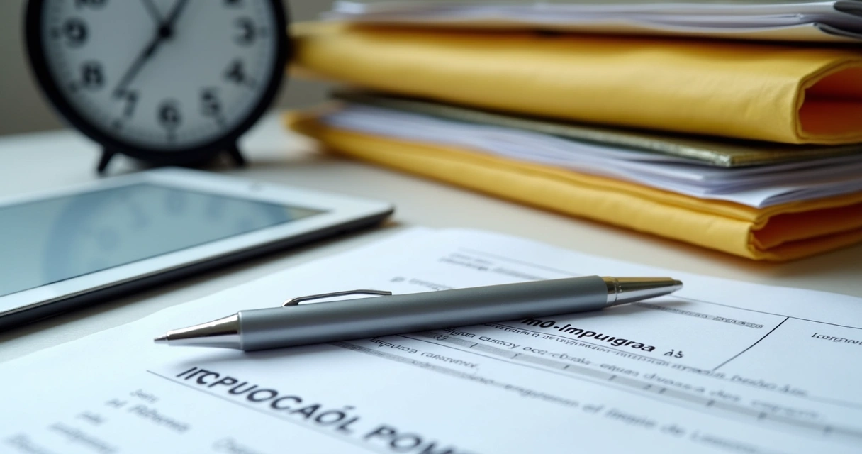Documentos organizados sobre mesa para impugnação 