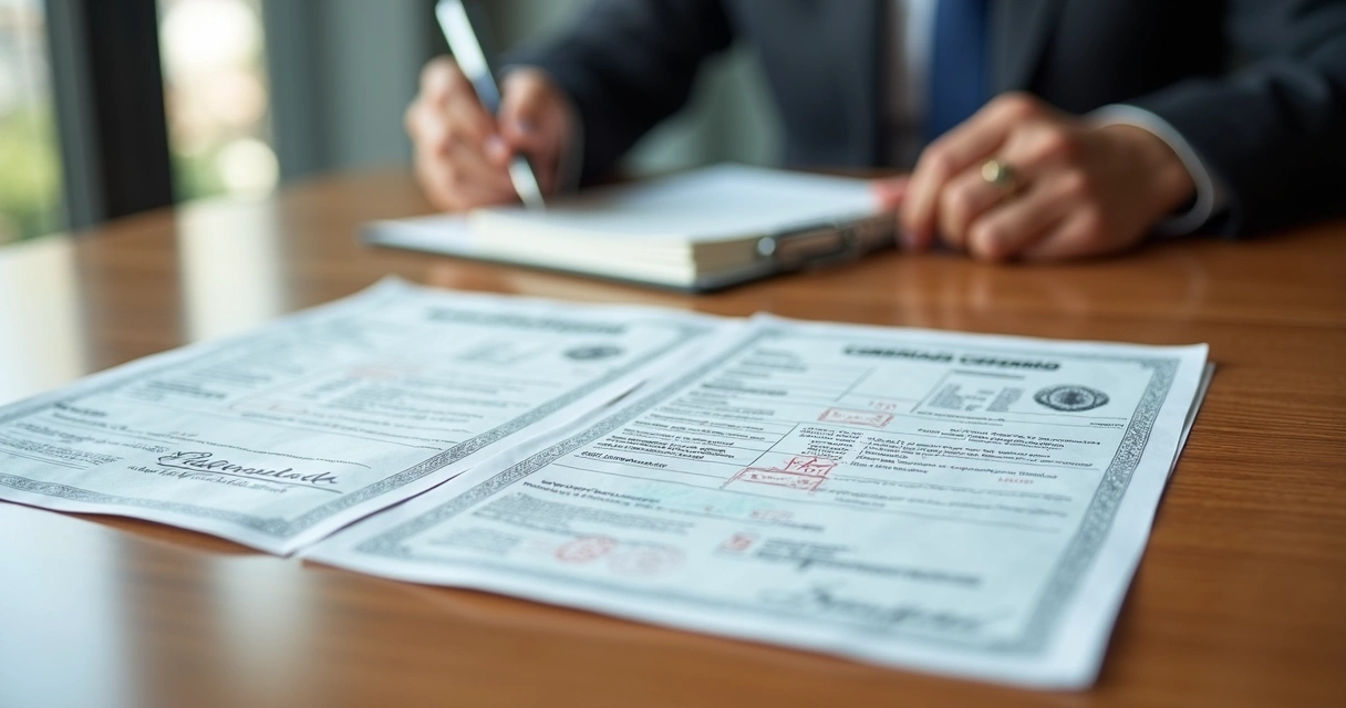 Documentos oficiais lado a lado, original e traduzido 