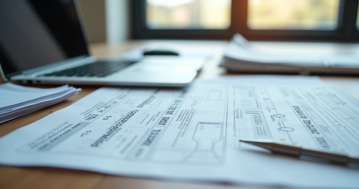 Pilha de documentos sobre mesa, prontuário de empresa para licitação 