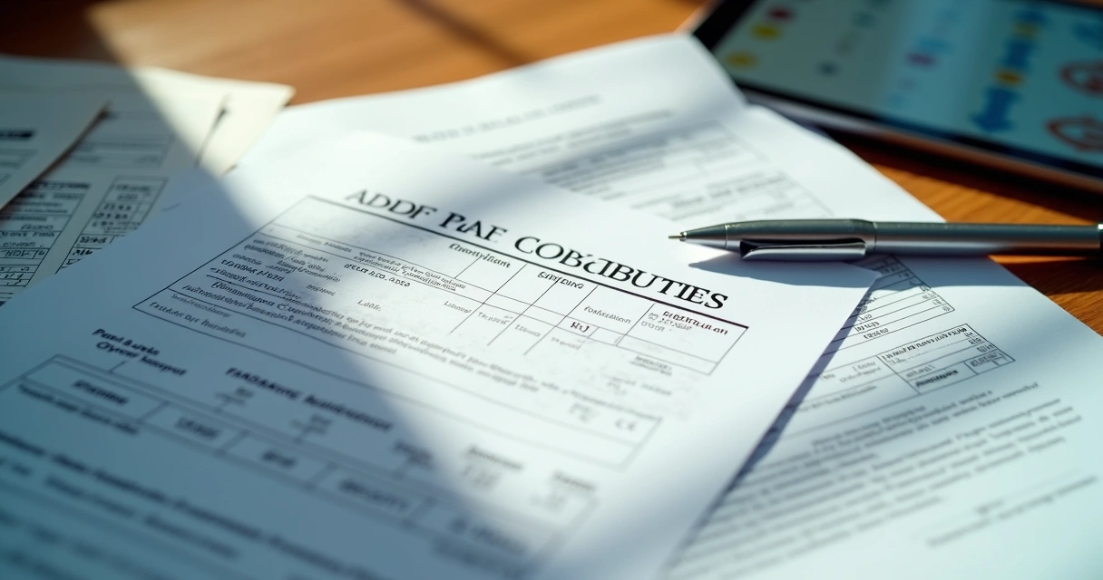 Recibo de liquidación y documentos laborales en una mesa