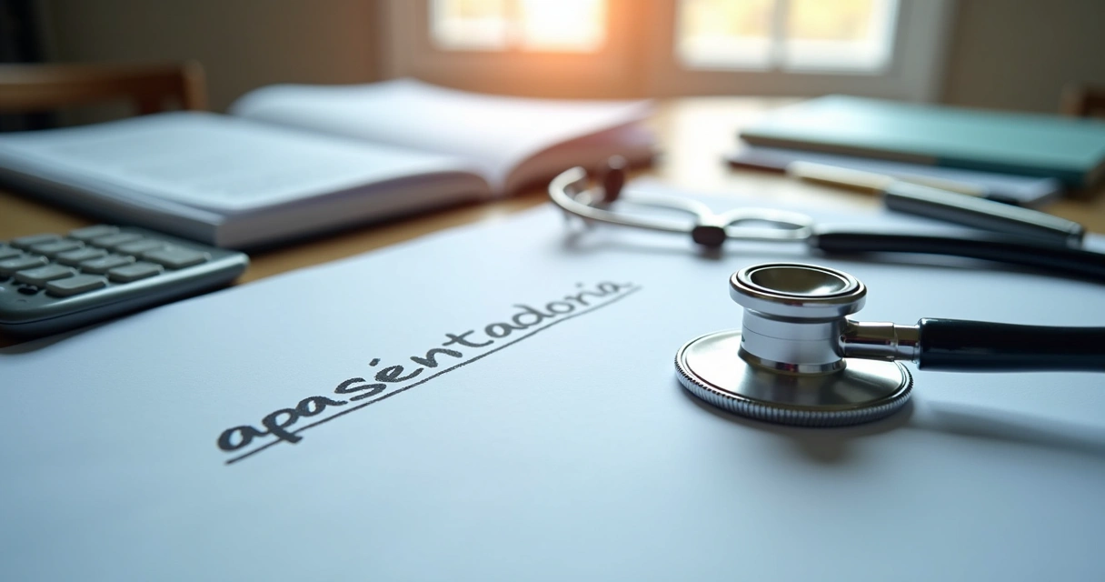 Documentos médicos com comprovante de aposentadoria 