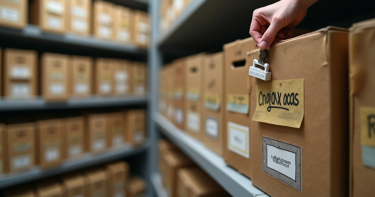 Documentos fiscais organizados em caixas de arquivo para microempresa 