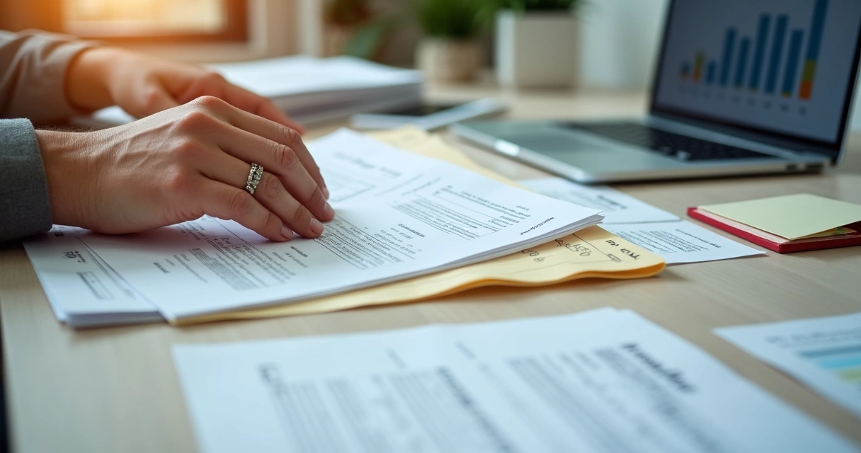 Documentos de empresa separados em pastas para migração de plano de saúde. 