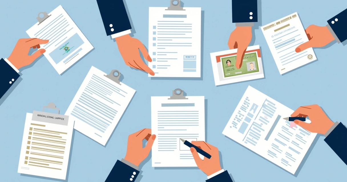 Diferentes documentos pessoais lado a lado sobre mesa