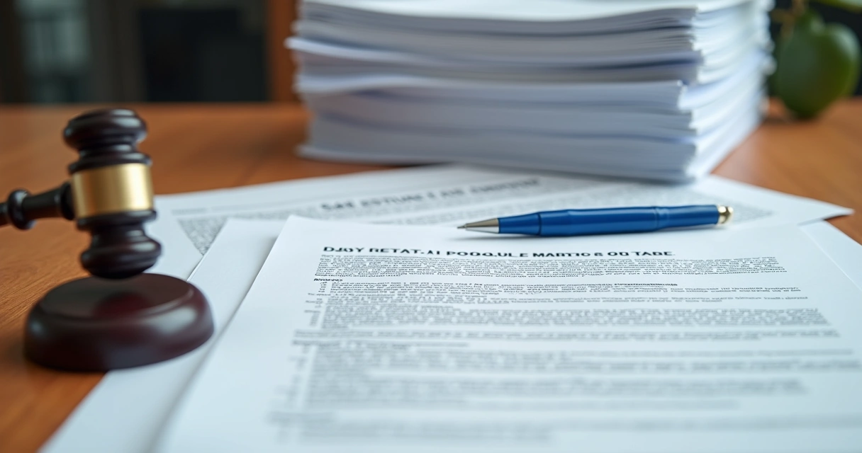 Documentos de aluguel sobre mesa, ao lado de carimbo e caneta