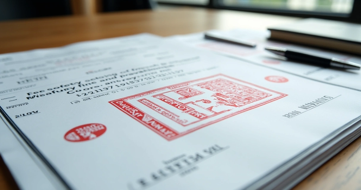 Documentos organizados com certificado do Corpo de Bombeiros 