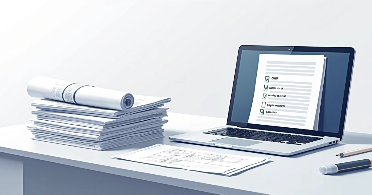 Documentos organizados para regularização de empresa