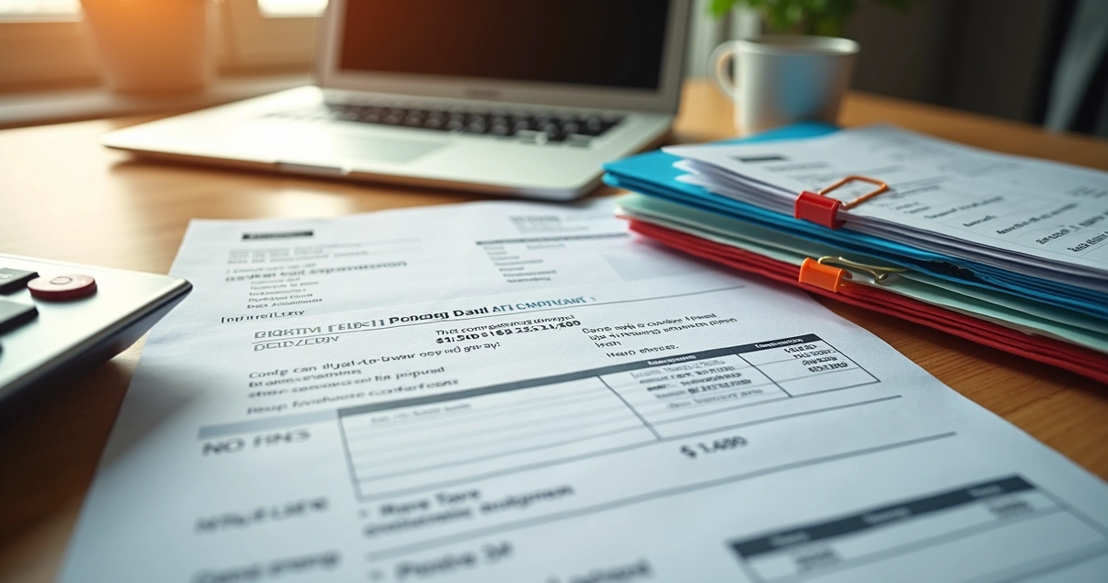 Documentos fiscais organizados para declaração de despesas de saúde empresarial 