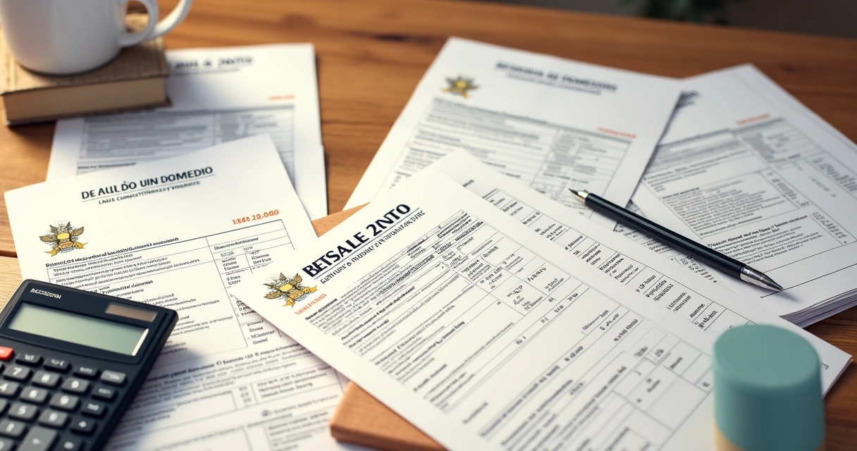 Documentos e taxas de prefeitura para imóvel em mesa 