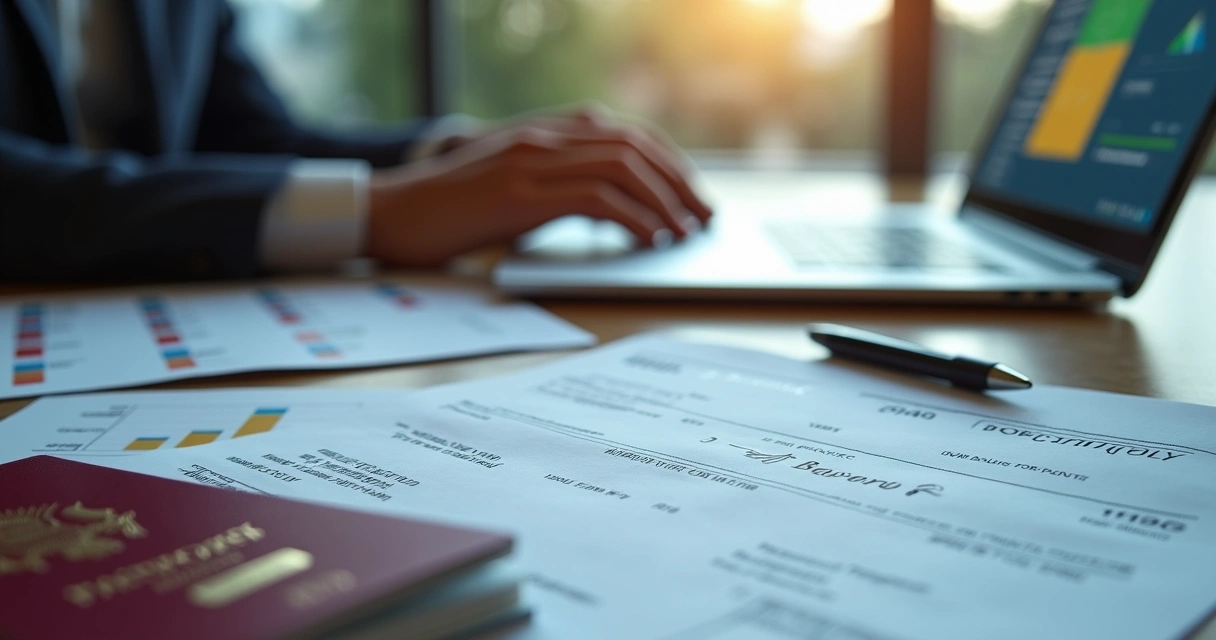 Como Mandar Dinheiro dos EUA para o Brasil: Opções, Taxas e Regras 3 Documentos organizados na mesa para transferência internacional