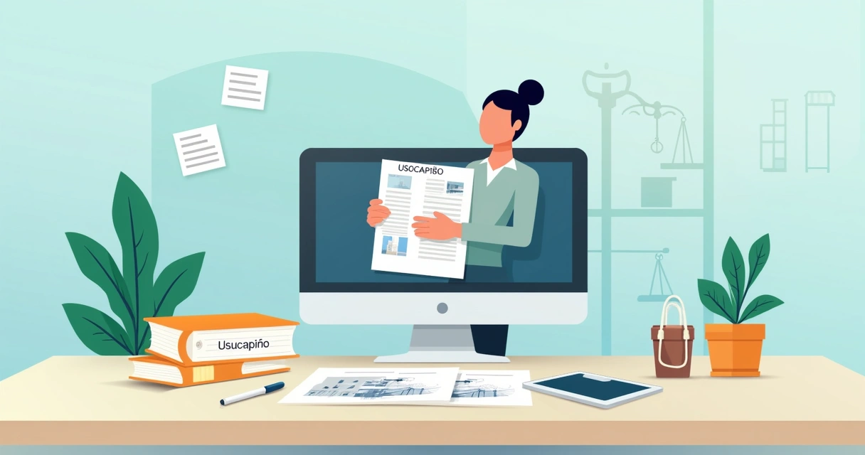 Pessoa organizando documentos para usucapião 