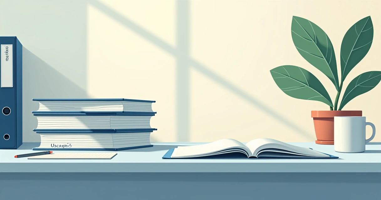 Documentos organizados sobre uma mesa para usucapião 