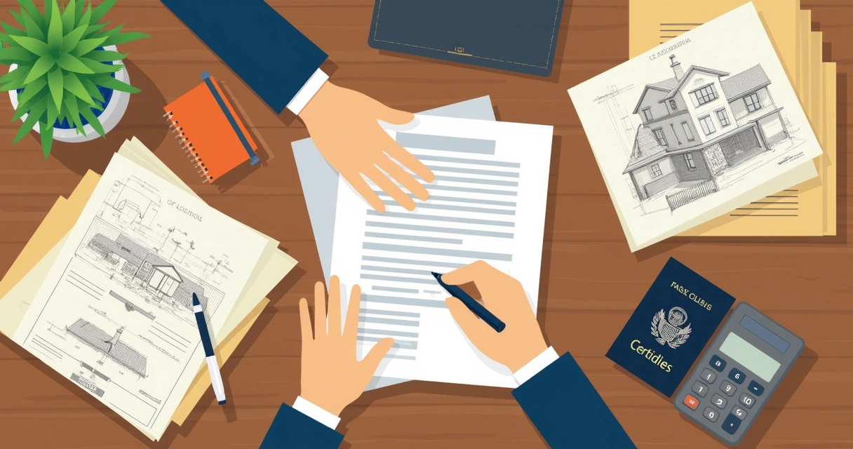 Mesa com documentos organizados para usucapião extrajudicial 