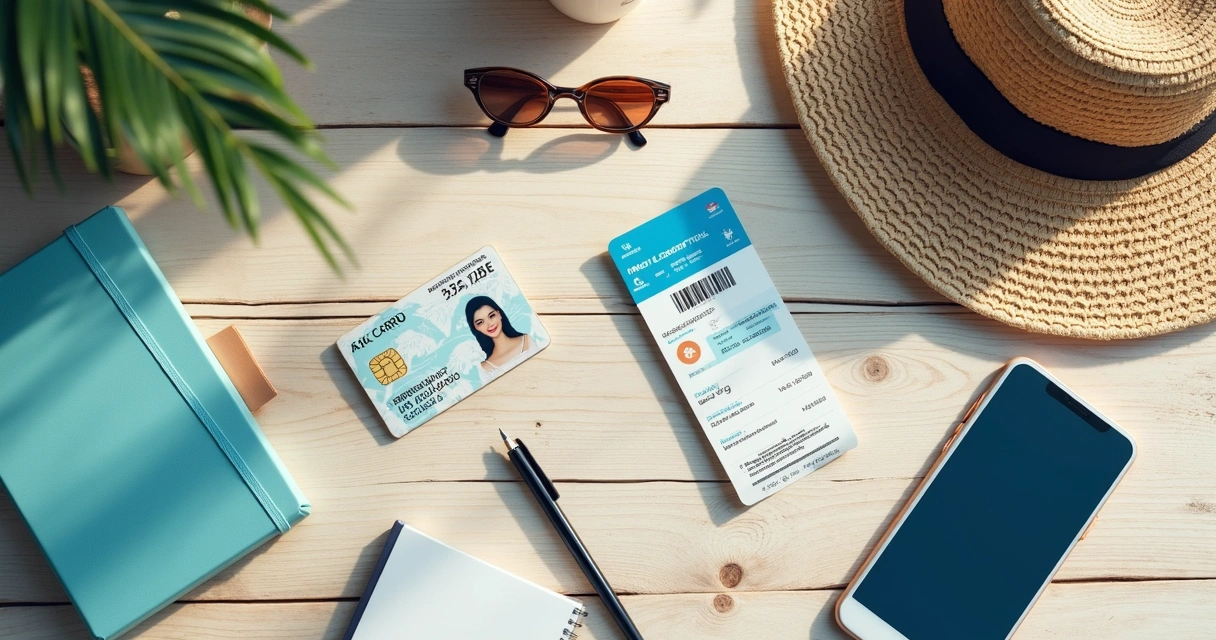 Documentos e celular organizados para viagem