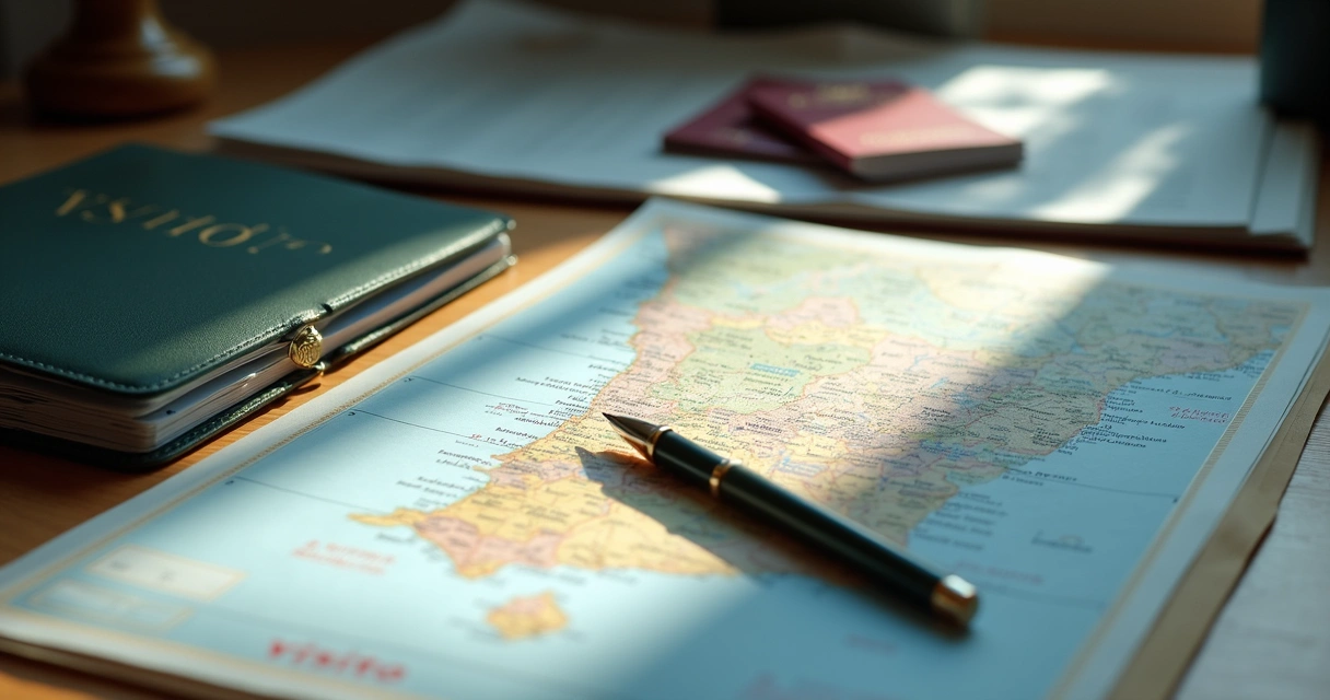 Documentos organizados para solicitação de visto em Portugal 