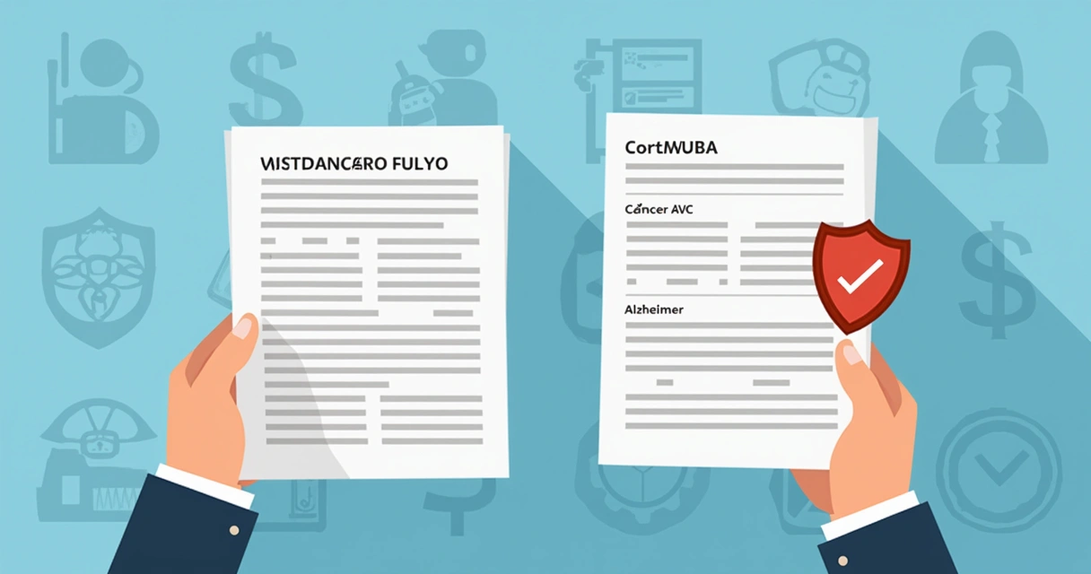 Lista de doenças cobertas por seguro em fundo azul 