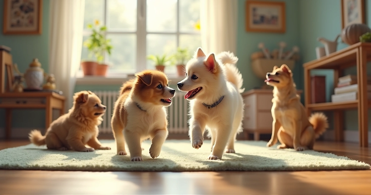 Dogs interacting in supervised daycare