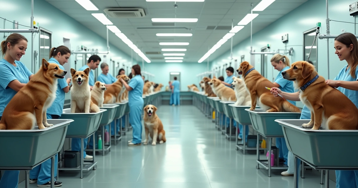 Professional dog grooming in safe facility