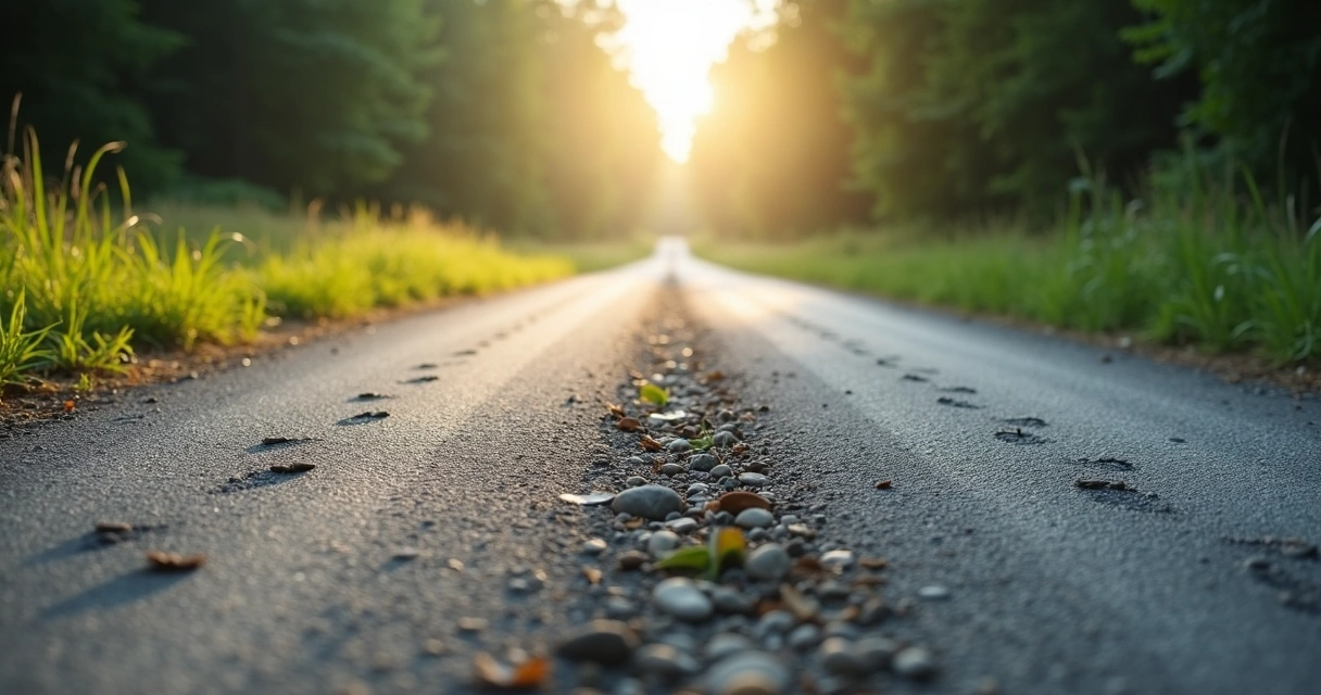 Estrada dividida em dois caminhos simbolizando escolha consciente