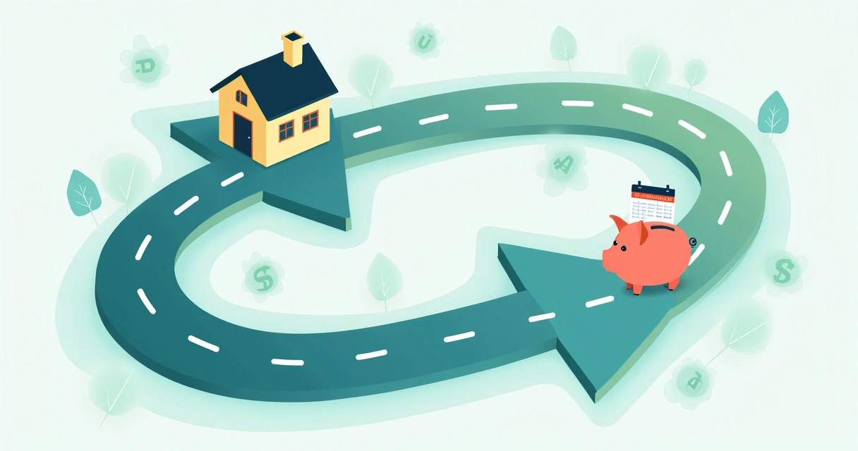 Dois caminhos distintos simbolizando previdência privada e seguro de vida levando a diferentes destinos, um para aposentadoria e outro para proteção familiar. 