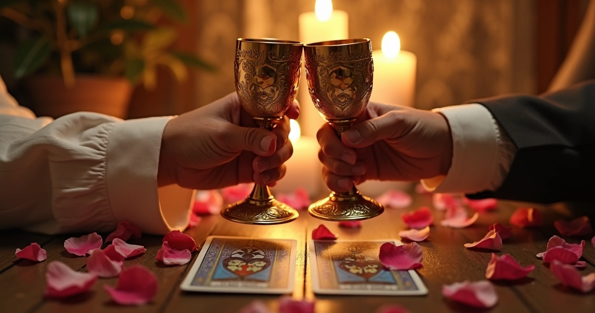 Dois de Copas representando encontro de almas no tarot 