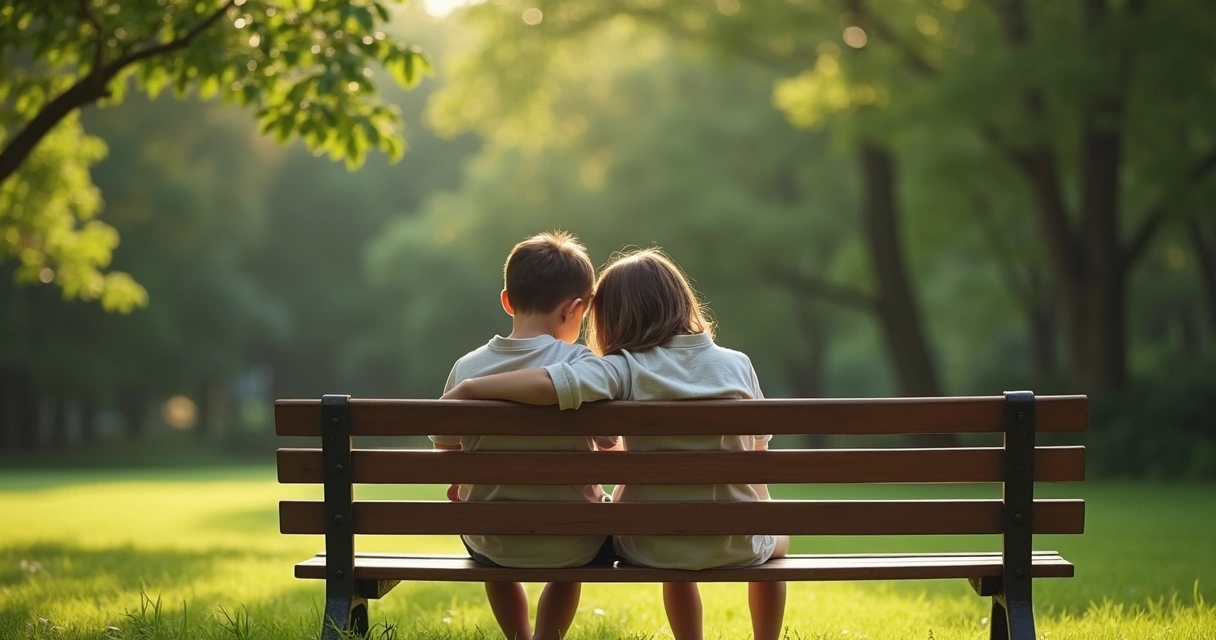 Dois irmãos sentados juntos em silêncio 