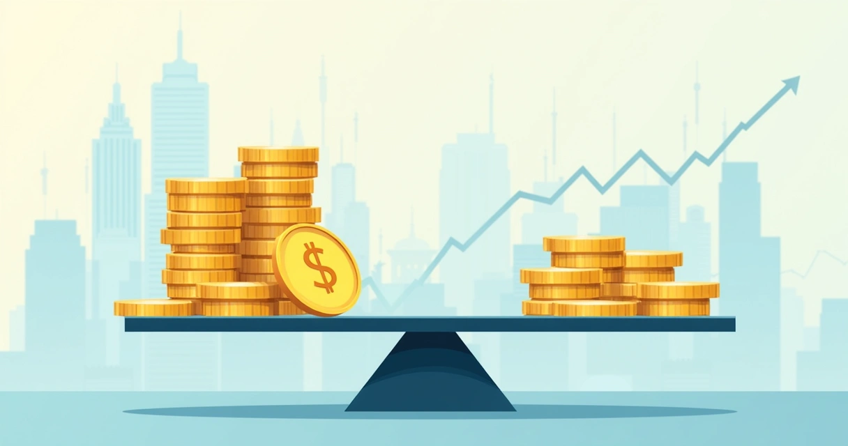 Balança com moedas de dólar de um lado e moedas de real do outro 