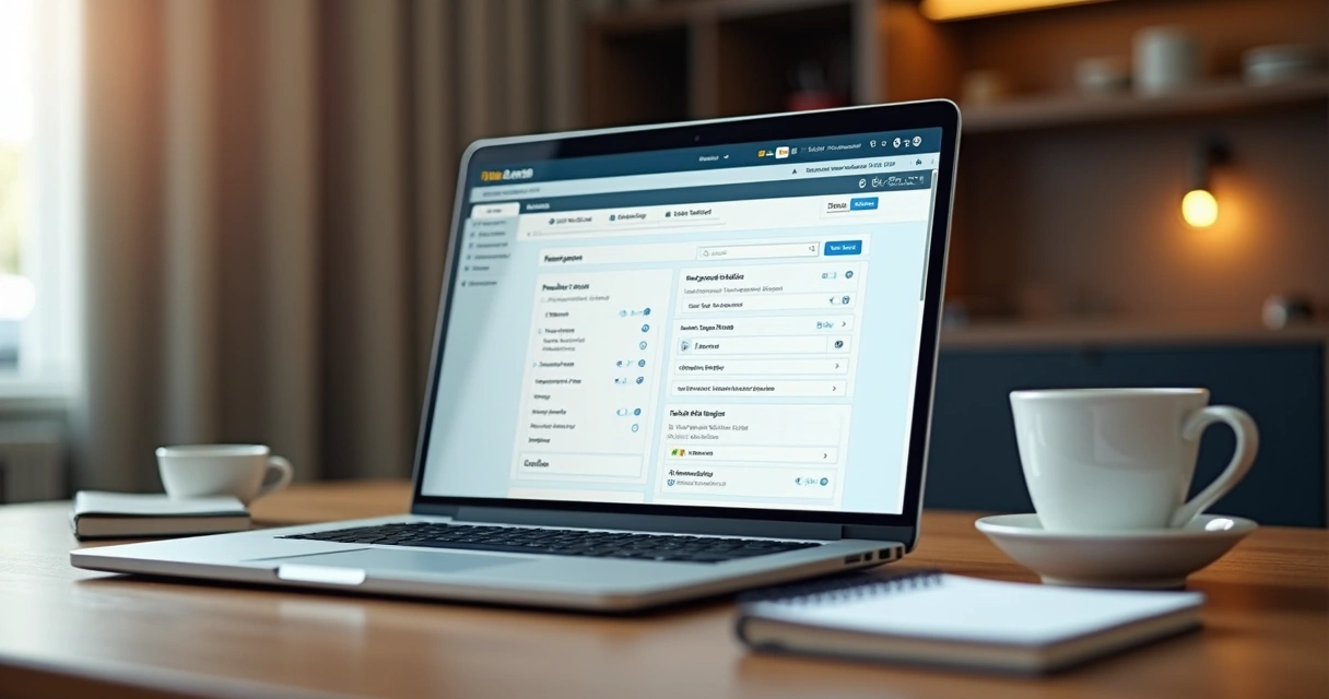Laptop moderno exibindo tela de comunicação tributária digital 