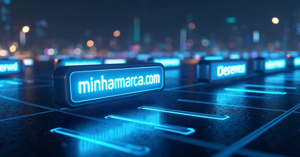 Representação de vários domínios de site guardados como carros em um estacionamento digital organizado 
