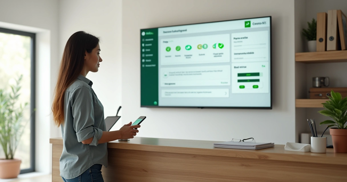 Dono de pequeno negócio observando dashboard de Pix com automação de cobranças 