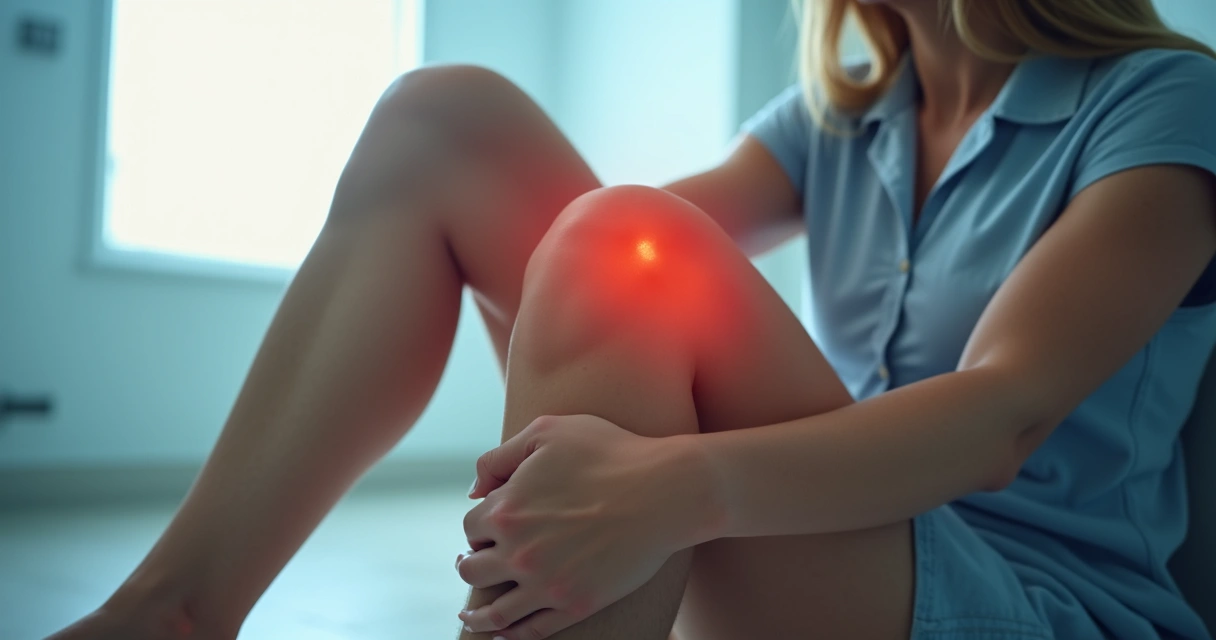 Perna de mulher mostrando veias dilatadas e região dolorida 