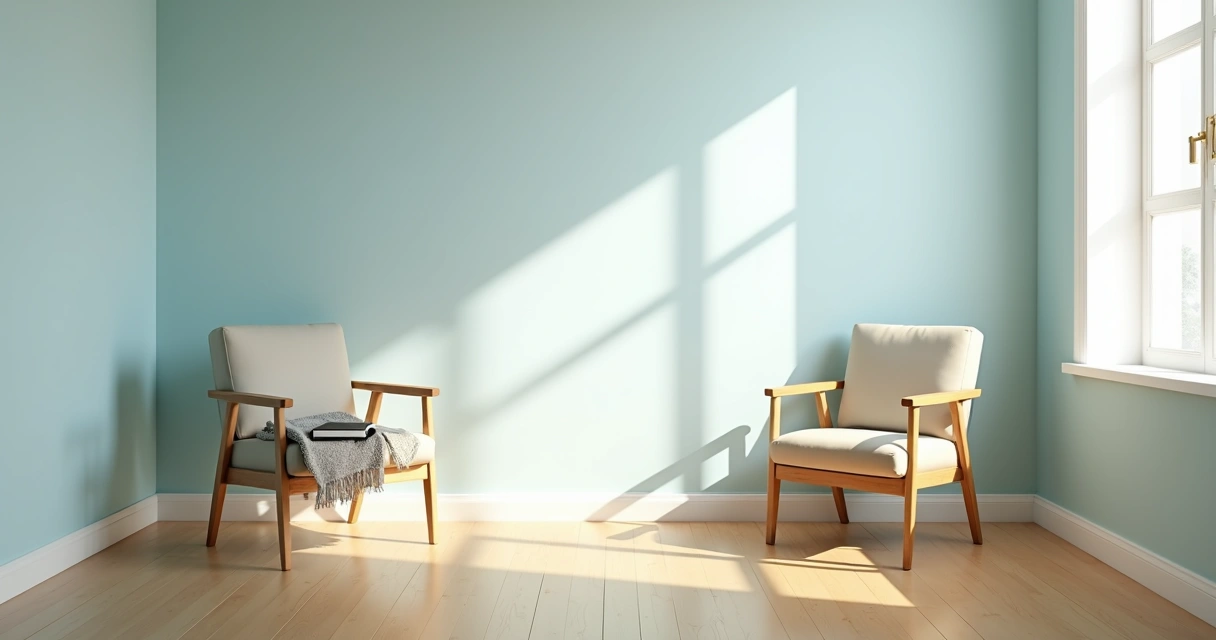 Dos sillas separadas en una habitación luminosa