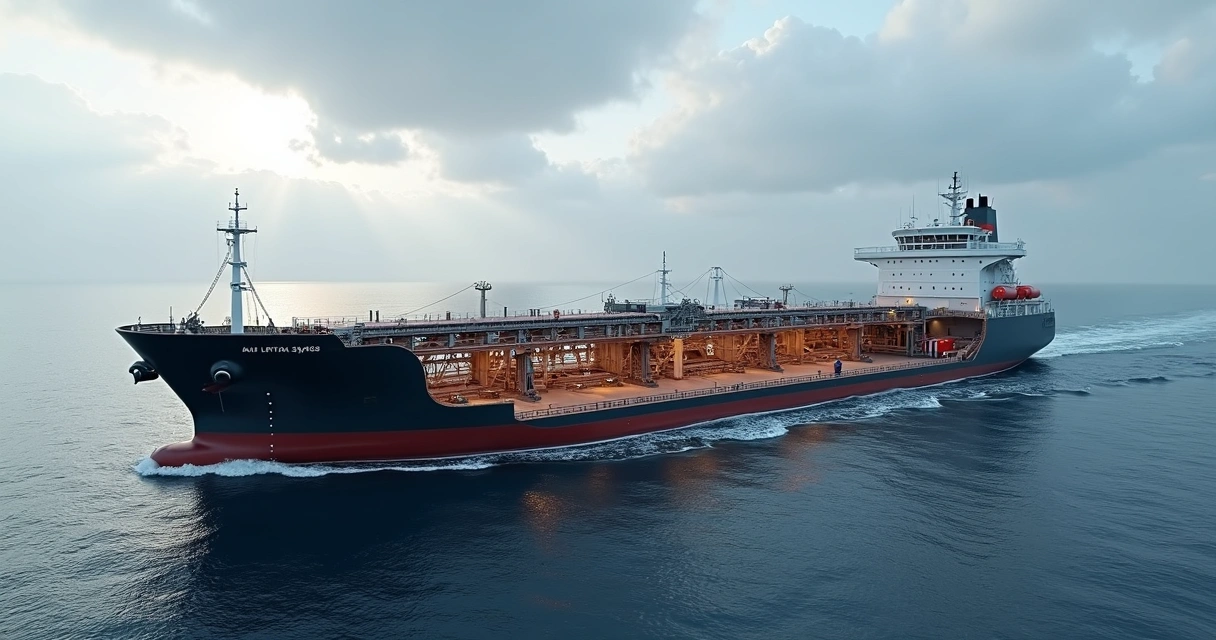 Close-up of a double-hull oil tanker highlighting structural layers