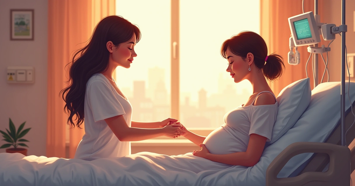 Doula apoiando mulher em trabalho de parto 