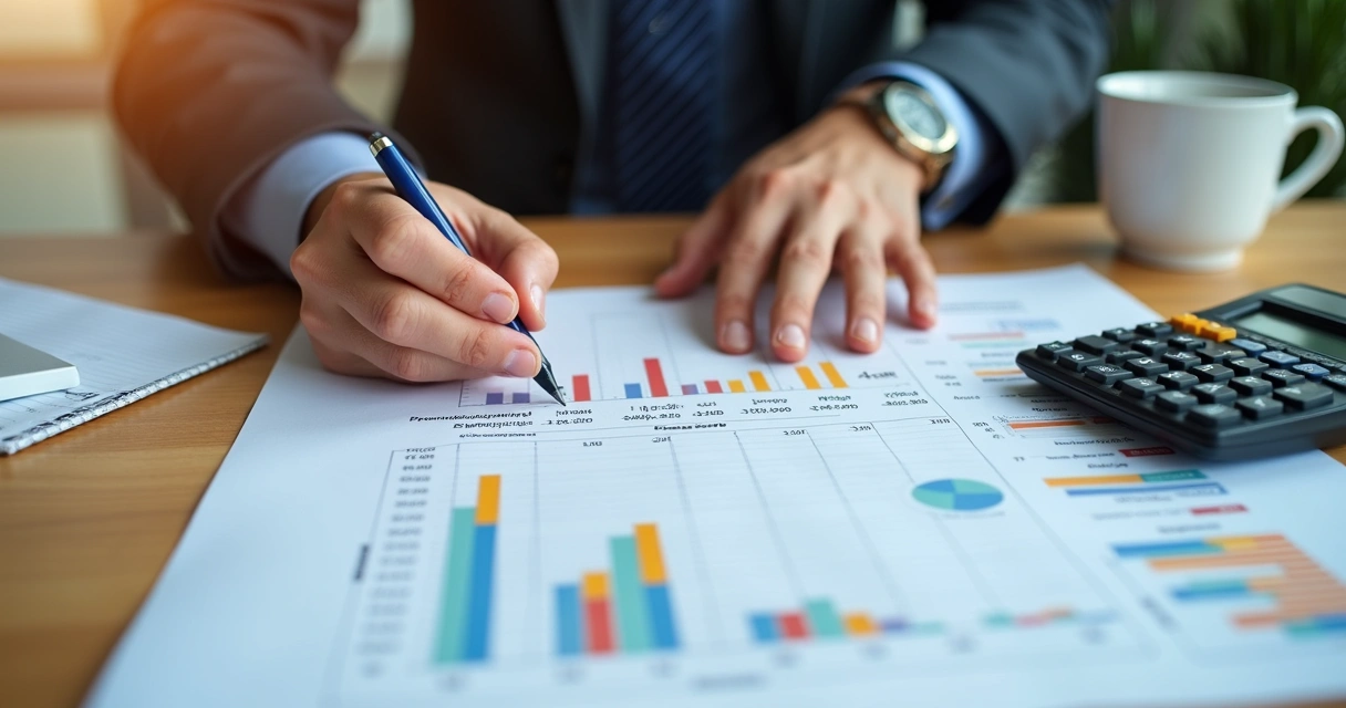Planilha financeira de e-commerce com gráficos coloridos e notas ao lado