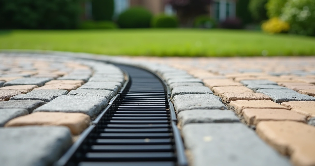 Integrated drainage channel with paver edge