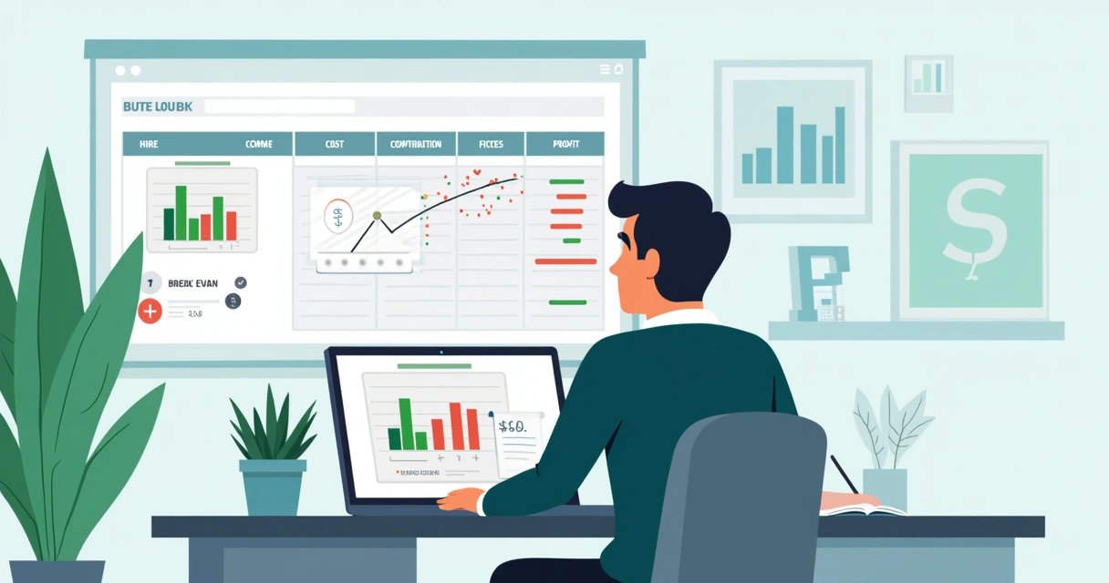 Empresário analisando DRE no notebook para decidir contratação ou demissão 